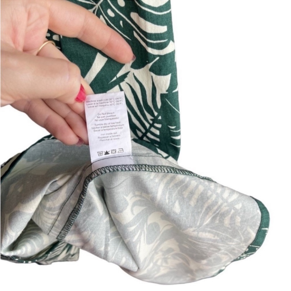 SUNDRY For Evereve The Everyday Dress Tiered Tropical Palm Leaf Green White Sz 2 - Picture 8 of 11